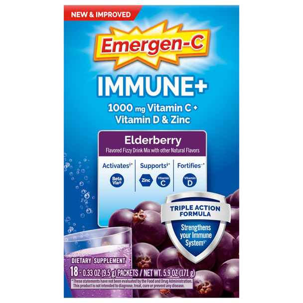 Emergen-C Elderberry Immune Plus Drink Powder - 18 ct