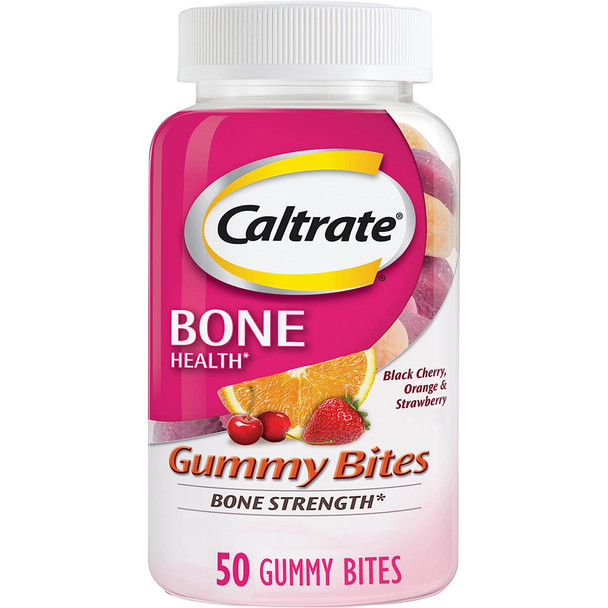 Caltrate Gummy Bites 500mg Supplement, Black Cherry, Strawberry, and Orange Flavor - 50 ct