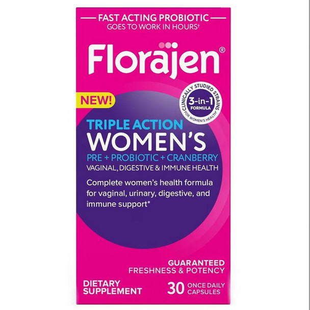 Florajen Triple Action Women's Pre + Probiotic + Cranberry - 30 ct