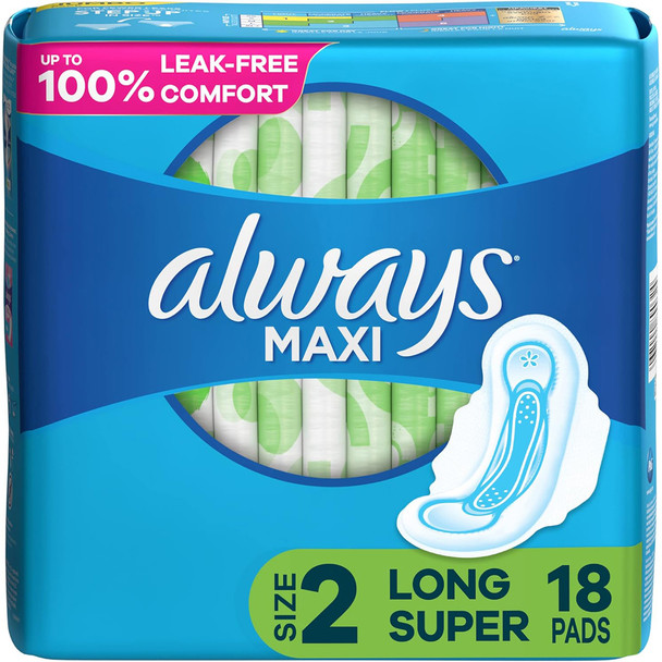 Always Maxi Pads with Flexi-Wings, Size 2 - 8 pks of 18