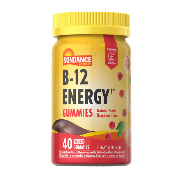 Sundance B-12 Energy Gummies, Natural Peach Raspberry - 40 ct