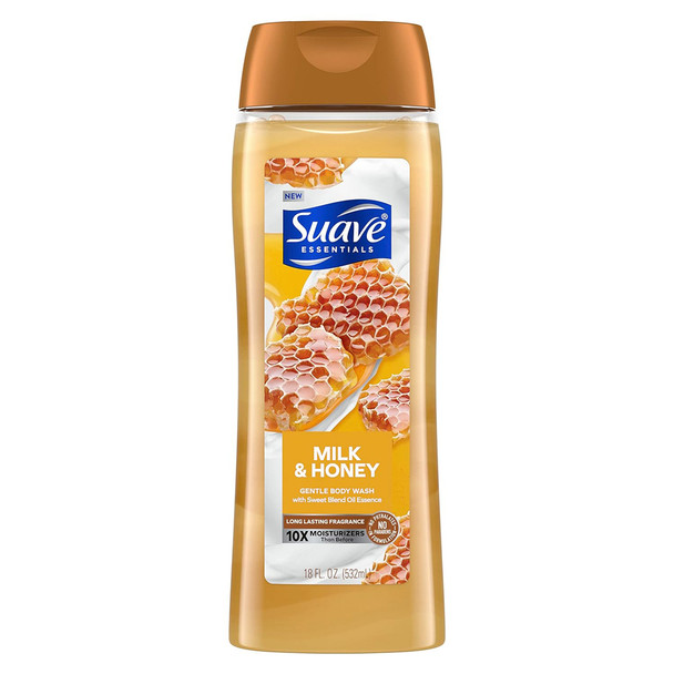 Suave Essentials Gentle Body Wash, Milk & Honey - 18 oz