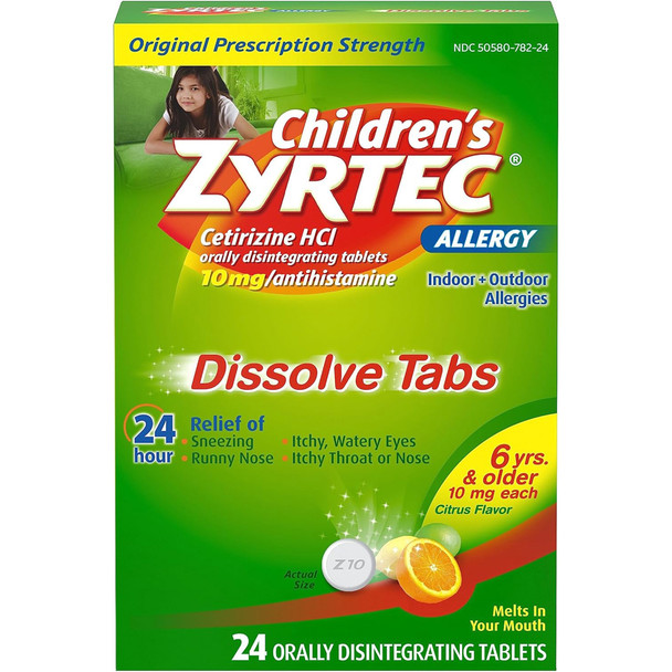 Zyrtec Children's Allergy Orally Dissovle Tabs, Citrus Flavor - 24 ct