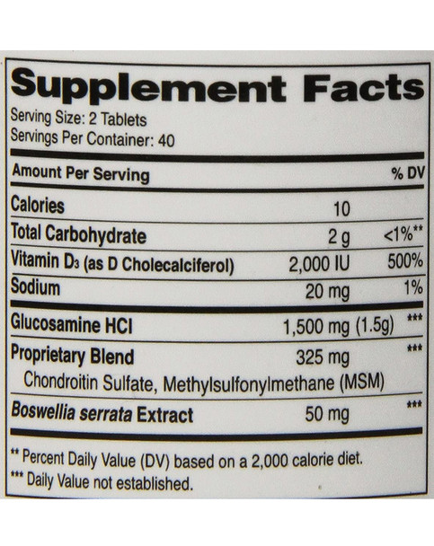 21st Century Glucosamine Chondroitin Complex plus MSM Advanced Triple Strength + Vitamin D3 Coated Tablets - 80 ct