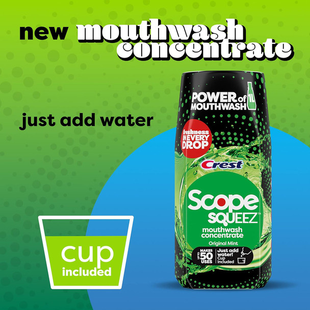 Crest Scope Squeeze Mouthwash Concentrate, Original Mint - 1.6 oz