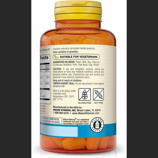 Mason Natural Magnesium & Vitamin D3 with Turmeric Supplement - 60 ct