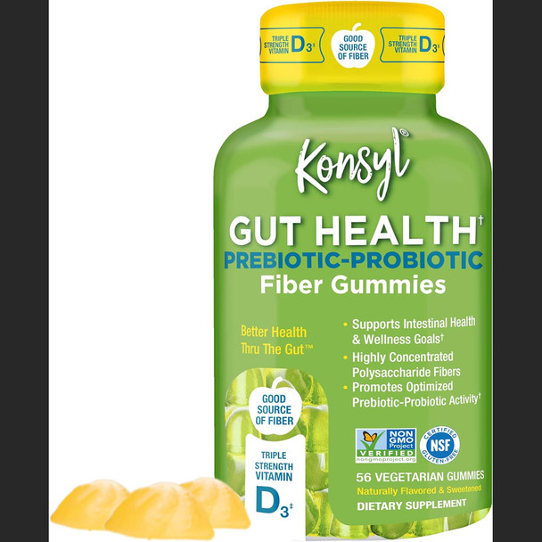 Konsyl Gut Health Pre-Probiotic Gummies, Tropical Flavor - 56 ct