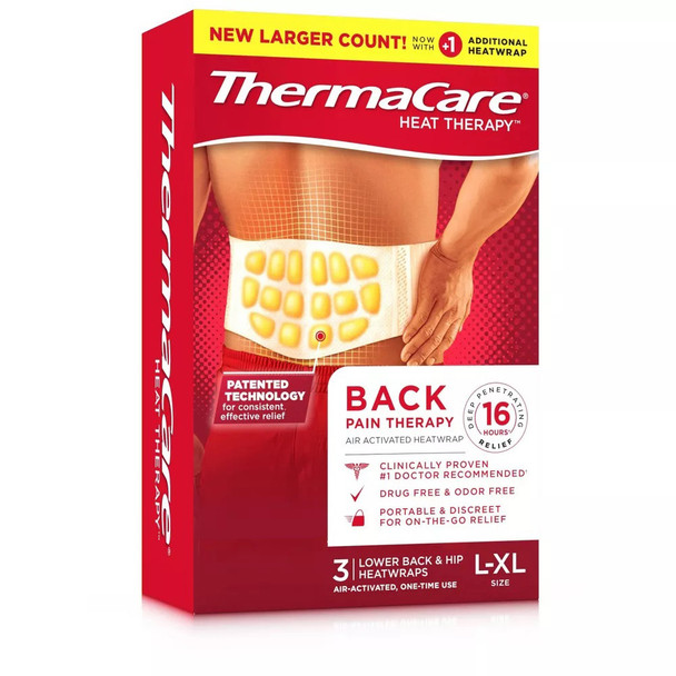 Thermacare Heatwraps Back Pain Therapy, L/XL - 3 ct