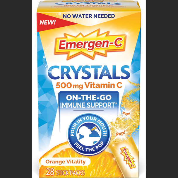 Emergen-C Crystals, On-The-Go Immune Support, Orange Vitality - 28 ct