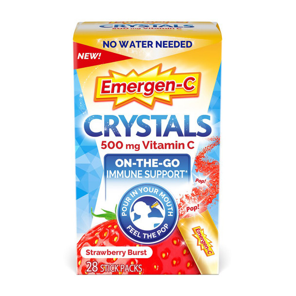 Emergen-C Crystals, On-The-Go Immune Support, Strawberry Burst - 28 ct