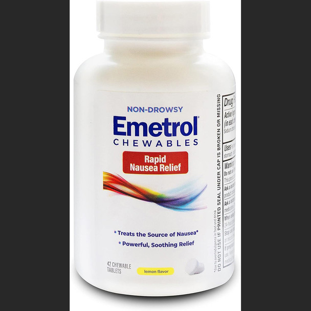 Emetrol Non-Drowsy Nausea Relief Chewables, Lemon Flavor - 42 ct