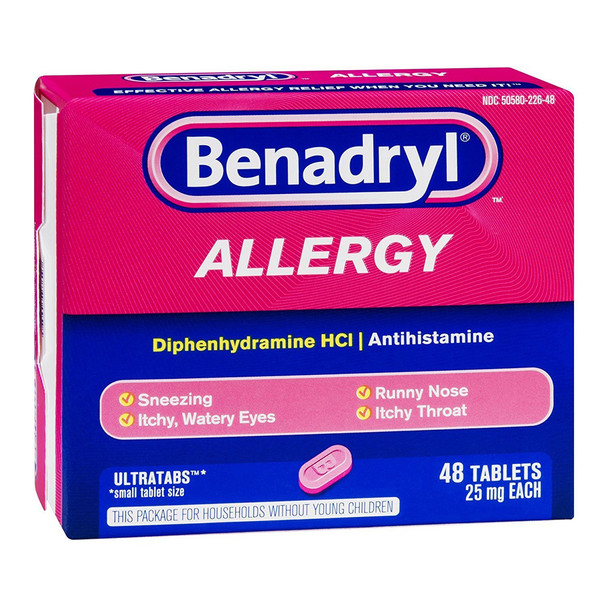Benadryl 25 mg Allergy Ultratab Tablets - 48 ct