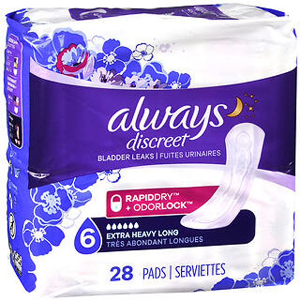 Always Discreet Pads Extra Heavy Long - 28 ct