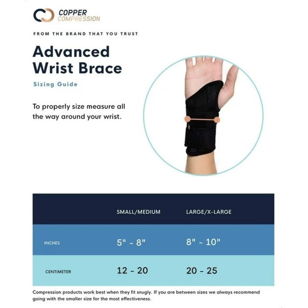 Copper Compression Adjustable Wrist Brace, Left Hand