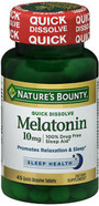 Nature's Bounty Melatonin 10 mg Quick Dissolve Maximum Strength Cherry Flavored - 45 Tablets