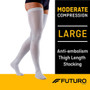 Futuro Anti-Embolism Thigh Length Closed Toe Stockings Large White Moderate - 1 pr