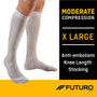 Futuro Anti-Embolism Knee Length Closed Toe Stockings X-Large White Moderate