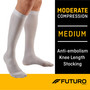 Futuro Anti-Embolism Knee Length Closed Toe Stockings Medium White Moderate