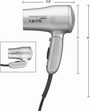 Travel Size Folding Hair Dryer, Silver - 1875W