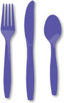 Solid Color Assorted Cutlery, Purple, 6-7\" - 1 Pkg