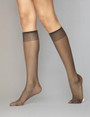 Knee High Sheer Toe Hose, Off Black, Queen - 1 Pkg