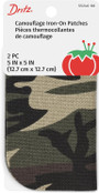 Iron-On Camouflage Patches, Green/Tan Camo, 5\"X5\" - 1 Pkg