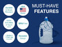 H2O On The Go Water Bottle, Clear, 74 oz - 1 Pkg