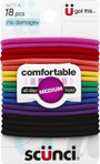Hair Elastics-Large-No Damage, Assorted Brights, 18 Ct - 1 Pkg