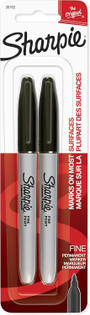 Sharpie Fine Point Marker, Black, 2Ct. - 1 Pkg