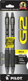 G2 Retractable Gel Ink Pen Bold Point, Black, 2Ct. - 1 Pkg