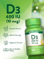 Nature's Truth D3 400 IU Vitamin Supplement - 100 Tablets
