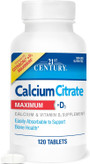 21st Century Calcium Citrate + D3 Caplets Maximum - 120 ct