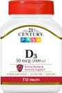 21st Century Vitamin D-2000 Tablets - 110 ct