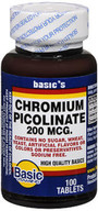 Basic Vitamins Chromium Picolinate 200 mcg Tablets - 100 ct