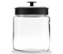 Montana Jar / Canister w/Black Lid - Clear/Black, 96 oz