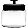 Montana Jar / Canister w/Black Lid - Clear/Black, 48 oz