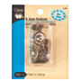 Jean Buttons - 6 pc - Antique Brass, 6 pc