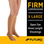 Futuro Therapeutic Open Toe Knee Length Stockings Firm XLarge Beige
