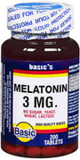 Basic Vitamins Melatonin 3 mg Tablets - 200 ct