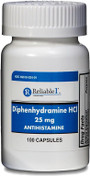 Reliable 1 Diphenhydramine HCI 25mg Antihistamine 100 caplets