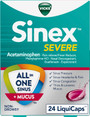 Vicks Sinex Severe All-In-One Sinus + Mucus Relief, 24 LiquiCaps‚ Pain, Congestion, and Headache Relief, Non-Drowsy
