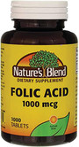 Nature's Blend Folic Acid 1000 mcg - 1000 ct