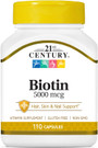 21st Century Biotin 5000 mcg Capsules - 110 Ct