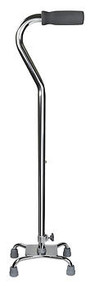 McKesson Small Base Quad Cane With Offset Padded Handle, 30 to 39 Inch Chrome - 1 ct