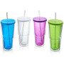 Drinkware Double Wall Insulated Skinny Acrylic Tumblers with Straw and Lid Assorted Colors - 24 oz
