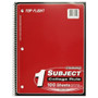 Top Flight Standards 1-Subject Wirebound Notebook, 100 Sheets, 3-Hole Punched, College Rule, 10.5 x 8 Inches, 1 Notebook, Color May Vary (31119)