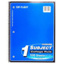 Top Flight Standards 1-Subject Wirebound Notebook, 100 Sheets, 3-Hole Punched, College Rule, 10.5 x 8 Inches, 1 Notebook, Color May Vary (31119)