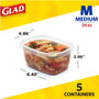 Gladware Medium Rectangle, 24oz- 5ct
