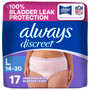 Always Discreet Underwear Maximum Large - 17ct, Pack of 2
