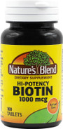 Nature's Blend Biotin 1000 mcg Tablets Hi-Potency - 100 ct